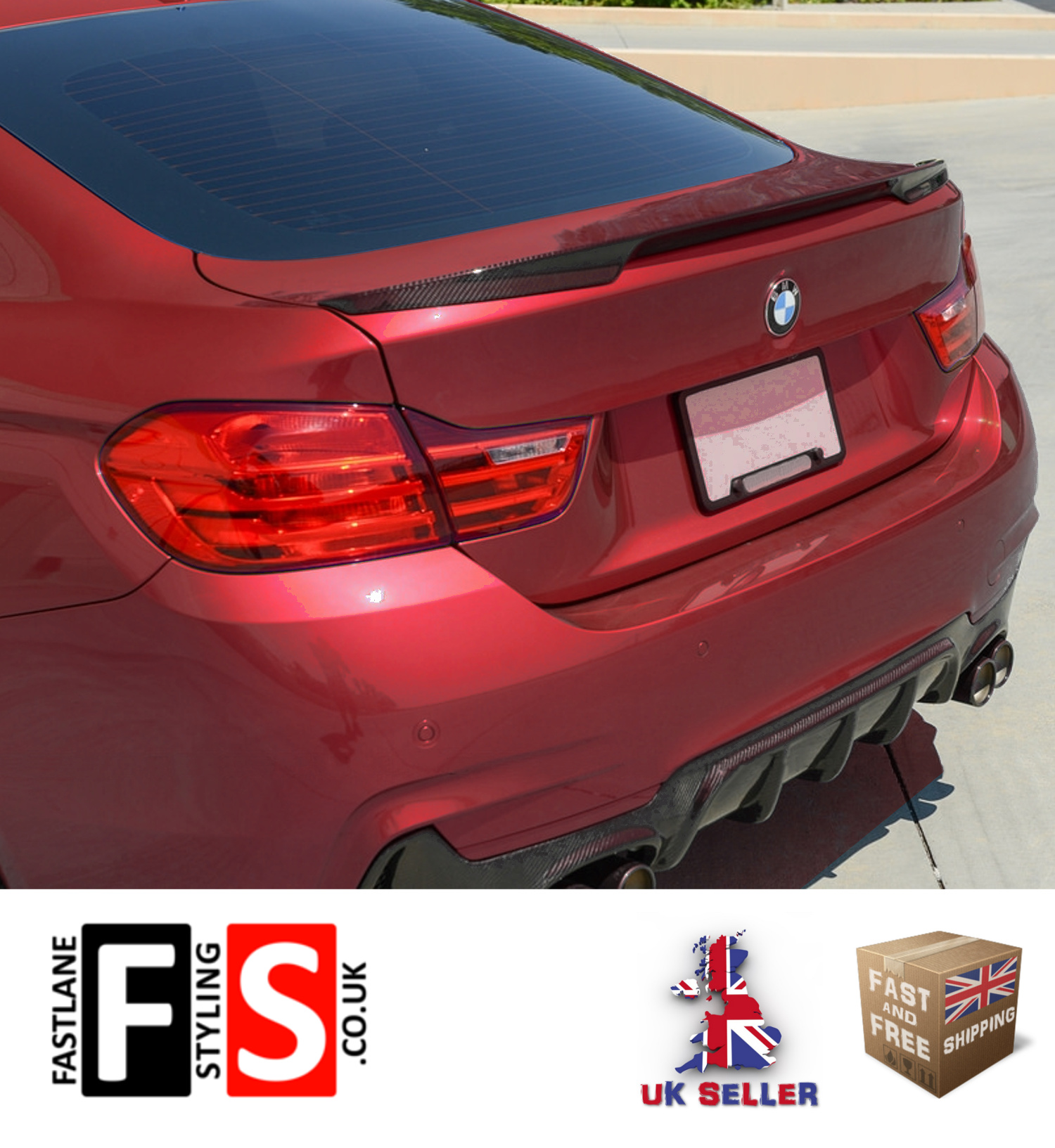 BMW 4 SERIES F36 4 DOOR GRAND COUPE REAR BOOT LIP SPOILER CARBON LOOK