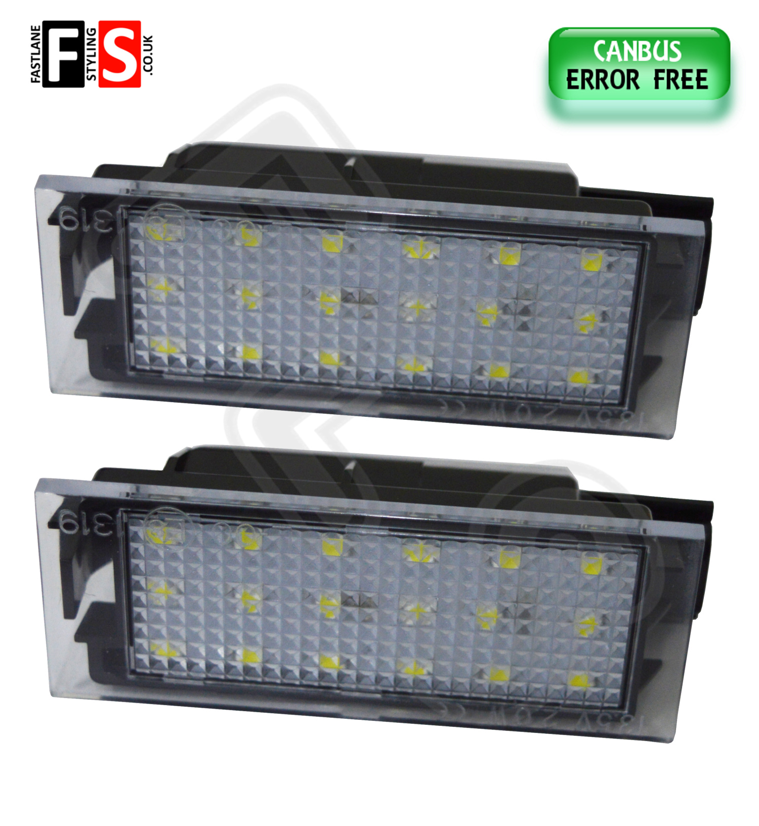 RENAULT LED CAR NUMBER PLATE LIGHTS WHITE LED 18SMD CANBUS ERROR FREE