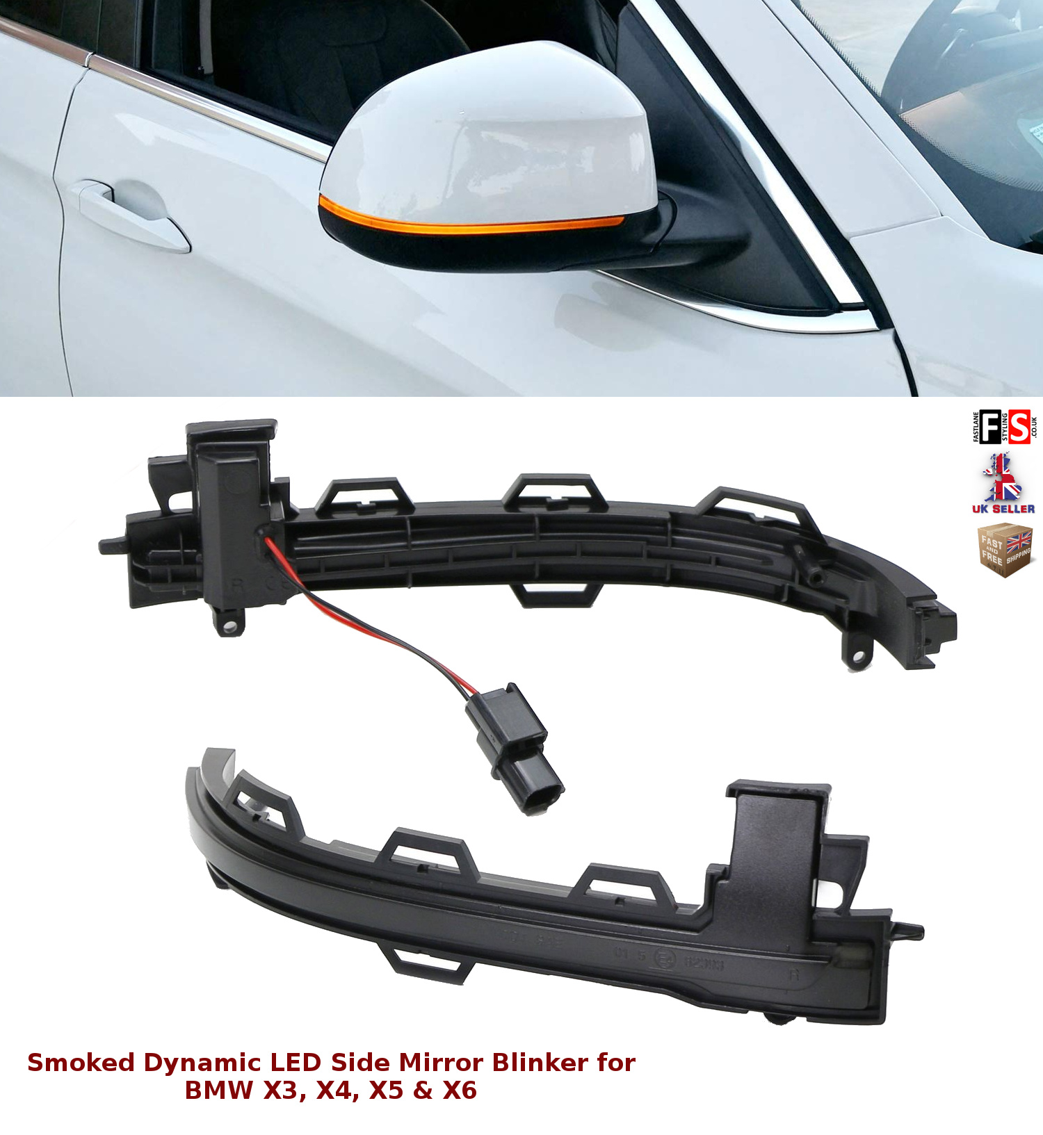 BMW X3 X4 X5 X6 LED SMOKED DYNAMIC SEQUENTIAL SIDE MIRROR TURN SIGNAL