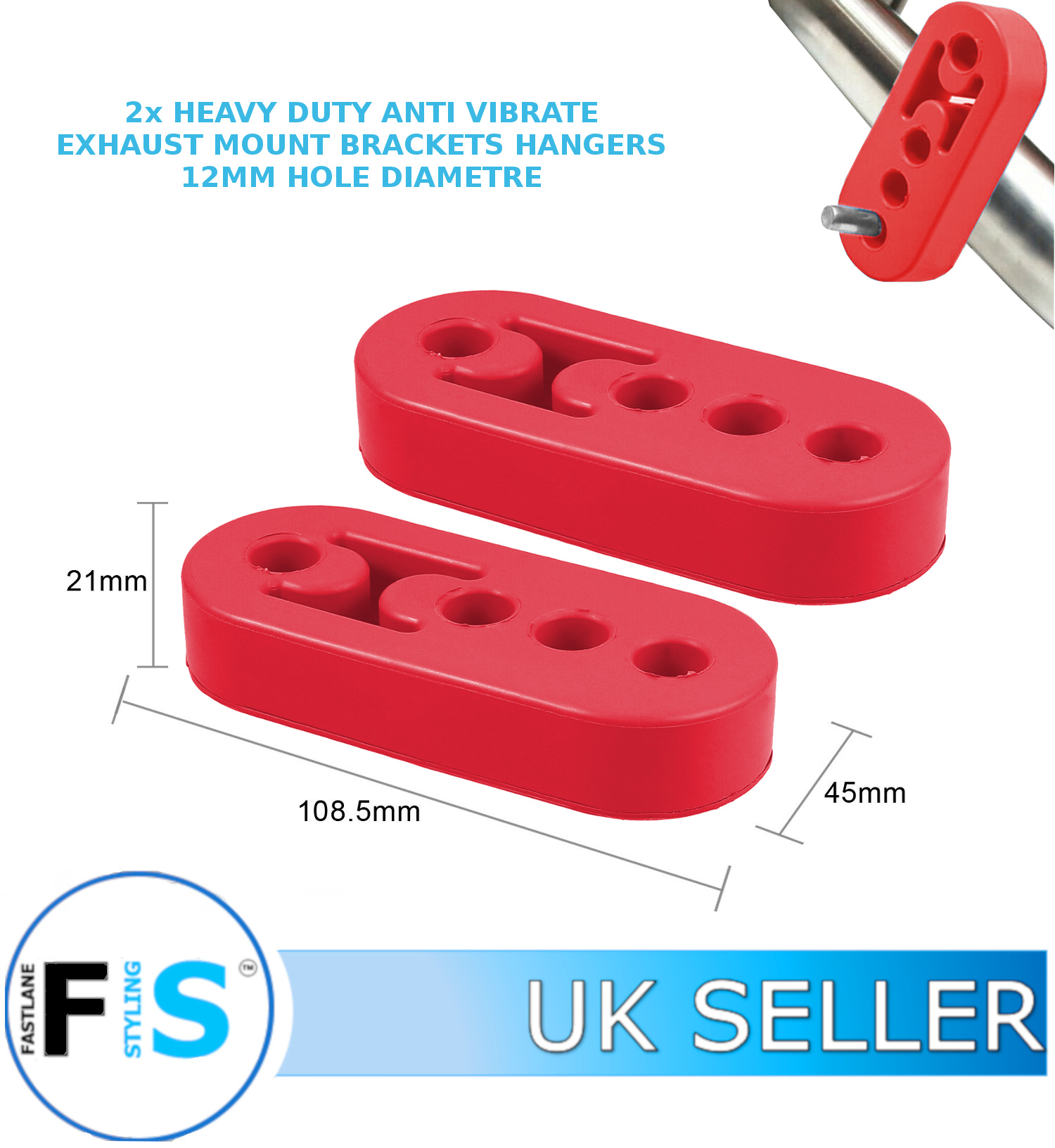 2x Uprated Heavy Duty Sports Universal Exhaust Rubber Mount Hanger RED eBay