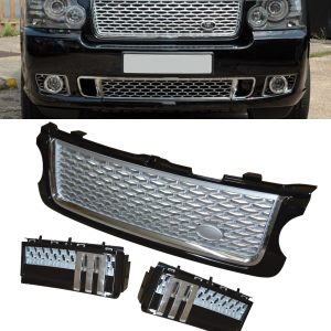 RANGE ROVER VOGUE L322 FRONT GRILLE & SIDE VENT SET BLACK SILVER & CHROME 10-13