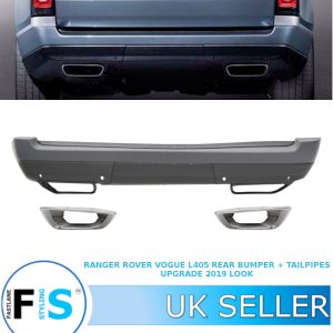 FOR RANGE ROVER VOGUE L405 REAR BUMPER + TAILPIPES UPGRADE 2019 LOOK 2013-2019