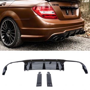 REAR DIFFUSER C63 LOOK GLOSS BLACK FOR MERCEDES C CLASS C204 W204 2012-2014