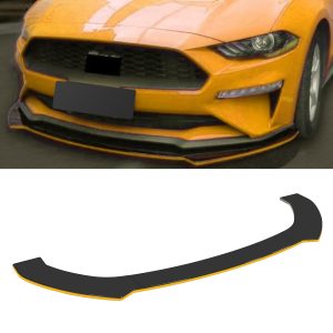 UNIVERSAL 3PCS FRONT BUMPER LIP SPLITTER SPOILER GLOSS BLACK WITH YELLOW STRIP