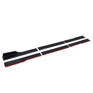 UNIVERSAL 6PCS SIDE SKIRT EXTENSION BLADES GLOSS BLACK & RED 2.2M / 86 INCHES