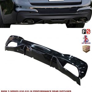 BMW 5 SERIES G30 G31 M PERFORMANCE REAR BUMPER DIFFUSER VALANCE GLOSS BLACK