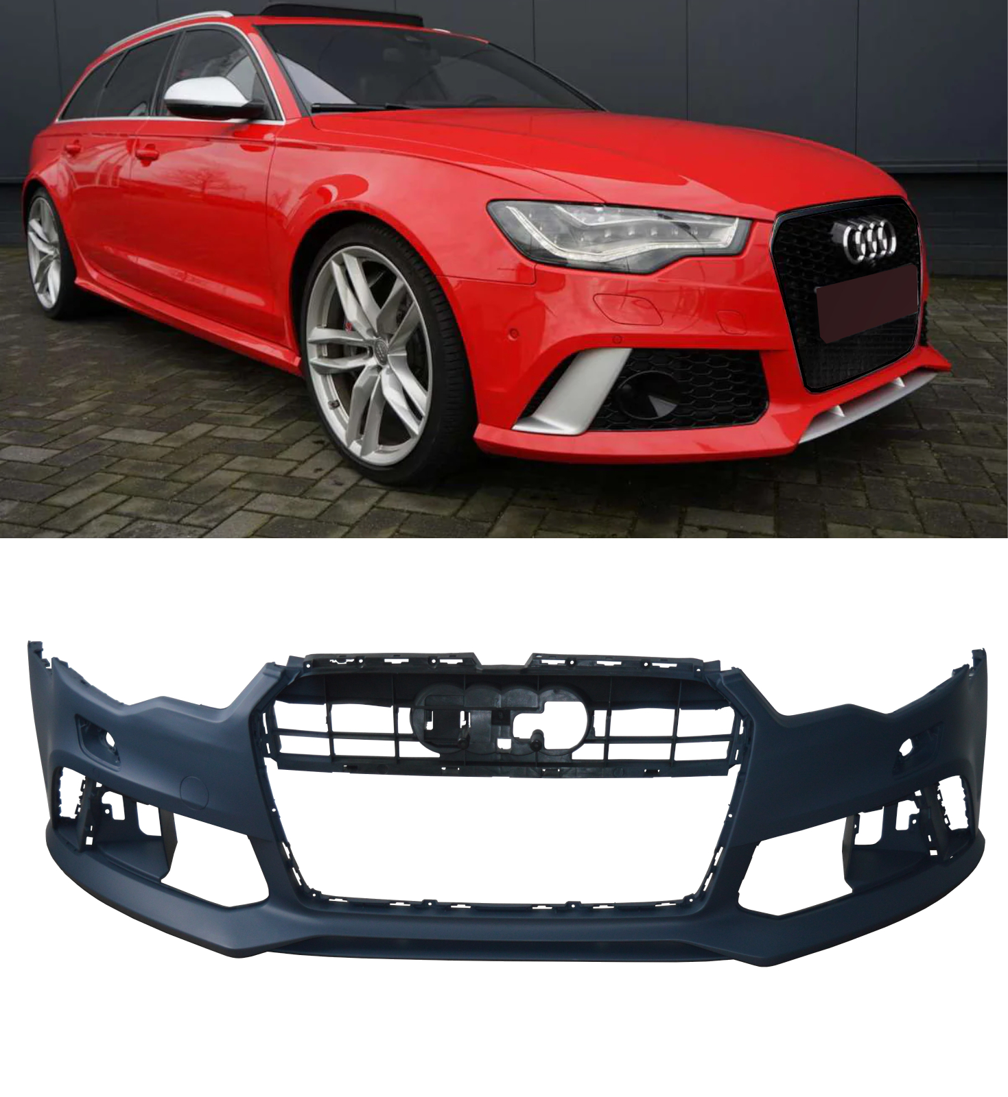 AUDI A6 C7 FRONT BUMPER & GRILLE RS6 BODY KIT CONVERSION PRIMED 2012-2015 - Image 2