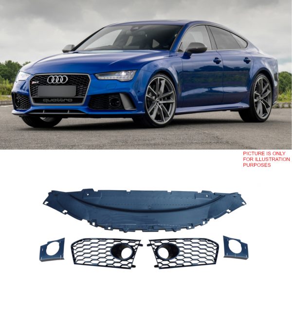 FRONT BUMPER BODY KIT WITH GRILLE RS7 STYLE PRIMED FOR AUDI A7 4G8 FACELIFT - Image 3