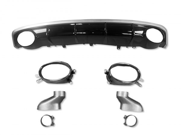 REAR DIFFUSER GLOSS BLACK & BLACK TAILPIPES RS7 STYLE FOR AUDI A7 2016-2018 - Image 4