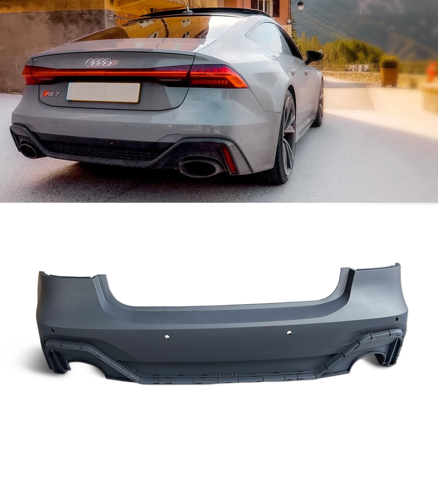 FRONT & BACK BODY KIT WITH BLACK HONEYCOMB GRILLE RS7 STYLE FOR AUDI A7 S7 19+ - Image 5