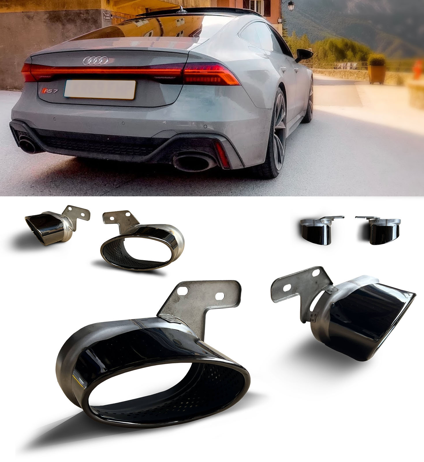 FRONT & BACK BODY KIT WITH BLACK HONEYCOMB GRILLE RS7 STYLE FOR AUDI A7 S7 19+ - Image 6