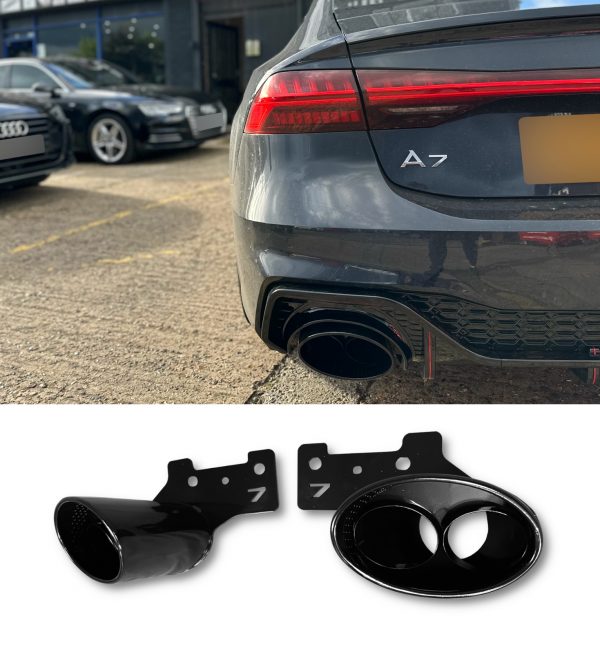 REAR DIFFUSER RS7 LOOK GLOSS BLACK WITH TIPS FOR AUDI A7 S7 4K8 2019+ - Image 8