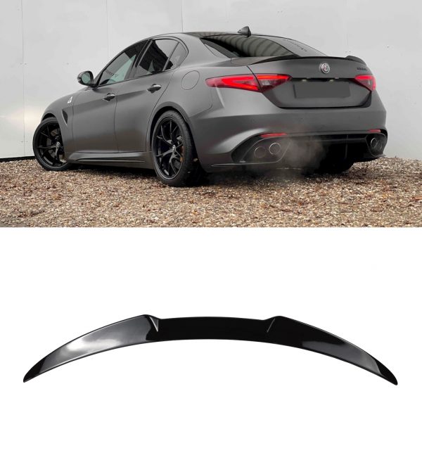 REAR BOOT SPOILER V STYLE GLOSS BLACK FOR ALFA ROMEO GIULIA 952 2015+