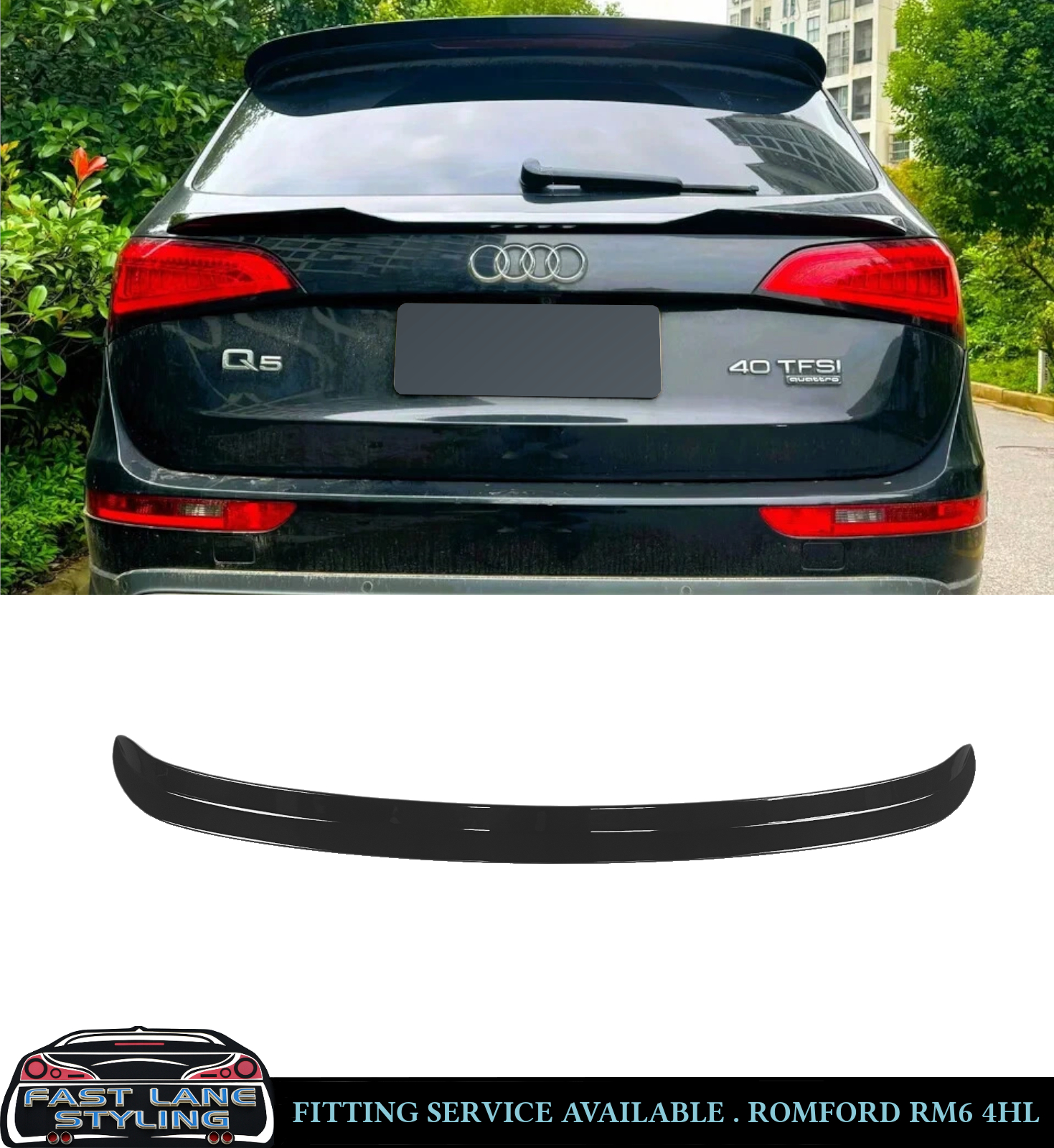 REAR SPOILER ROOF SPOILER WING GLOSS BLACK FOR AUDI Q5 SQ5 S LINE 2009-2017