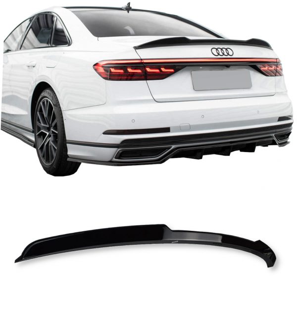 REAR SPOILER BOOT SPOILER GLOSS BLACK FOR AUDI A8 S8 2018-2023 - Image 2