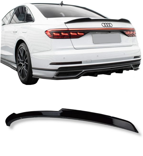 REAR SPOILER BOOT SPOILER GLOSS BLACK FOR AUDI A8 S8 2018-2023 - Image 3