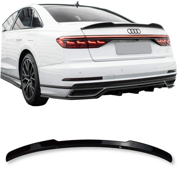 REAR SPOILER BOOT SPOILER GLOSS BLACK FOR AUDI A8 S8 2018-2023
