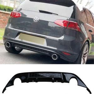 REAR DIFFUSER VALANCE GLOSS BLACK FOR VW GOLF MK7 GTI GTD GTE R-LINE 2013-2016