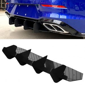 REAR DIFFUSER BIG FIN GLOSS BLACK FOR VW GOLF MK8 GTI GTD GTE R-LINE 2019+