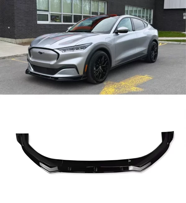 FRONT LIP SPLITTER GLOSS BLACK FOR FORD MUSTANG MACH-E 2021+