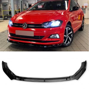 FRONT LIP SPLITTER LOWER SPOILER GLOSS BLACK FOR VW POLO MK6 2017+