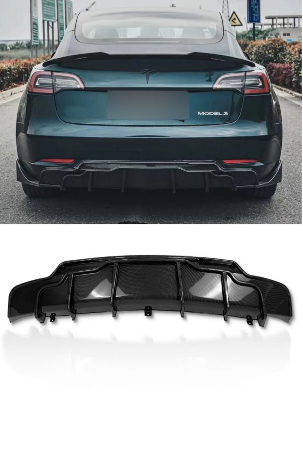 CARBON BODY AERO KIT FOR TESLA MODEL 3 DIFFUSER SIDE SKIRTS SPOILER 2017-2021 - Image 4