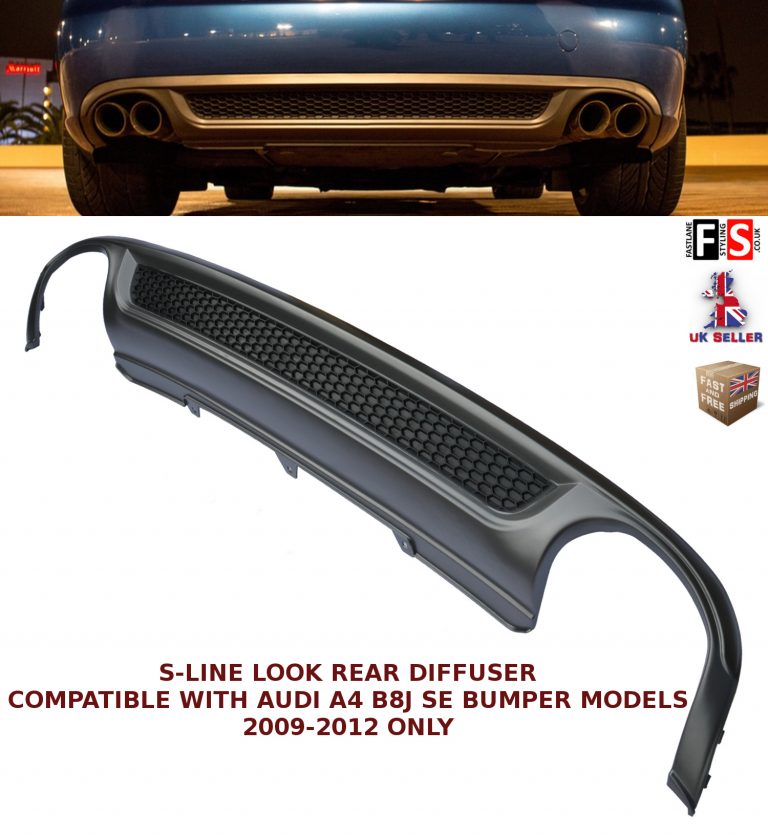 AUDI A4 B8 REAR BUMPER DIFFUSER S-LINE LOOK SPOILER LIP VALANCE ...