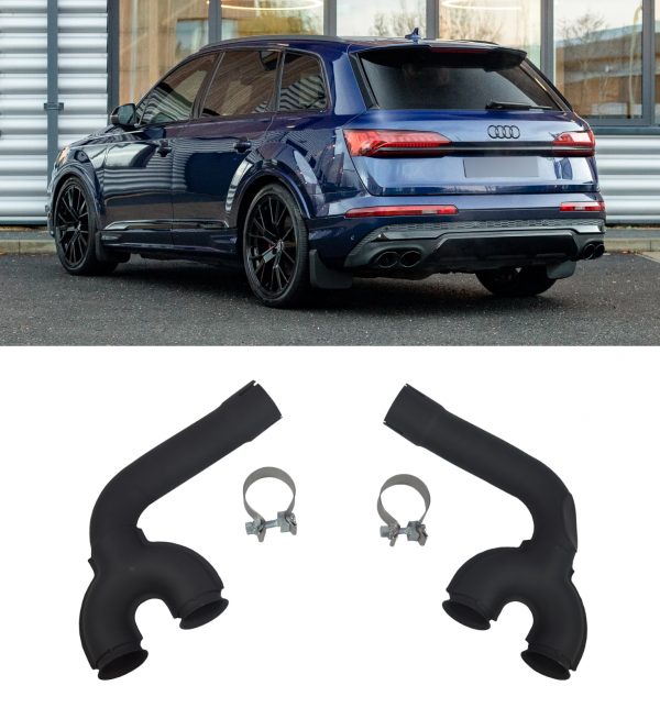 REAR DIFFUSER MATTE BLACK & BLACK TAILPIPES SQ7 STYLE FOR AUDI Q7 4M 2020+ - Image 4