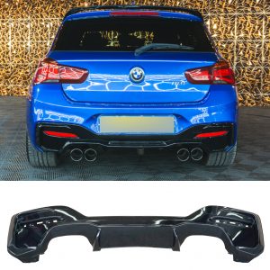 REAR DIFFUSER QUAD M2 COMP STYLE GLOSS BLACK FOR BMW 1 SERIES F20 F21 LCI 15-19