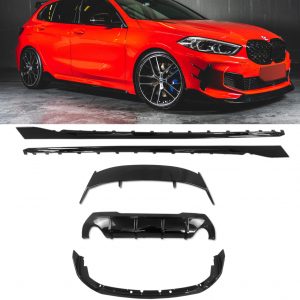 GLOSS BLACK BODY KIT FOR BMW F40 FRONT LIP SIDE BLADE REAR DIFFUSER BOOT SPOILER