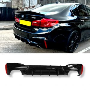 REAR DIFFUSER M5 COMPETITION STYLE GLOSS BLACK FOR BMW 5 SERIES G30 2017-2021