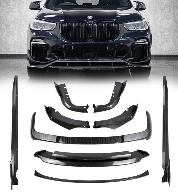AERO KIT SPLITTER DIFFUSER SIDE SKIRTS SPOILER CARBON LOOK FOR BMW X5 G05 2019+