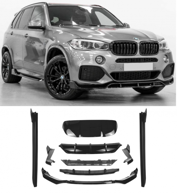 AERO KIT SPLITTER DIFFUSER SIDE SKIRTS SPOILER GLOSS BLACK FOR BMW X5 F15 13-18