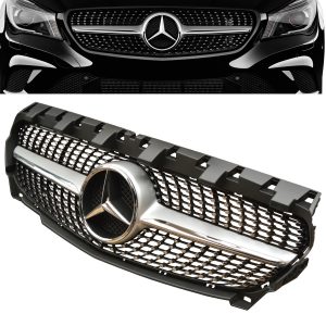 MERCEDES CLA C117 W117 X117 FRONT DIAMOND STAR GRILLE BLACK & CHROME 2013-2016