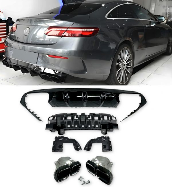 REAR DIFFUSER TIPS 63 STYLE GLOSS BLACK FOR MERCEDES E CLASS C238 A238 2017+