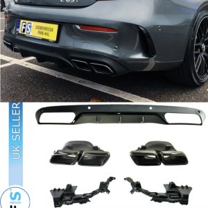 MERCEDES C-CLASS W205 C63-LOOK GLOSS BLACK DIFFUSER TAILPIPES