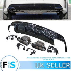 MERCEDES CLA W/C117 CLA45 AMG STYLE REAR SPORT DIFFUSER & TIPS