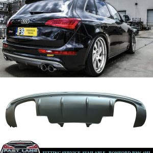 REAR DIFFUSER WITH SILVER STRIP SQ5 QUAD LOOK GREY FOR AUDI Q5 8R S-LINE BUMPER