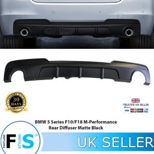 REAR DIFFUSER M PERFORMANCE STYLE 535 LOOK MATTE BLACK FOR BMW 5 SERIES F10 F11 2011-2017