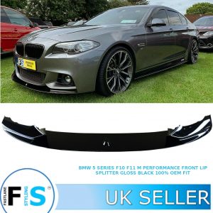 FRONT LIP SPLITTER M PERFORMANCE STYLE GLOSS BLACK FOR BMW 5 SERIES F11 F10 M SPORT 2011-2017