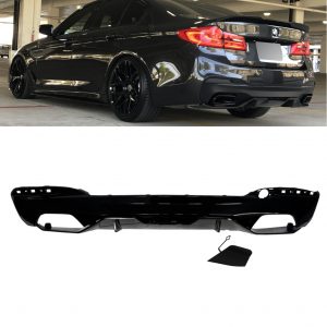 REAR DIFFUSER M PERFORMANCE STYLE GLOSS BLACK FOR BMW 5 SERIES G30 G31 2017-2024