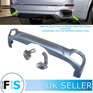 BMW X5 F15 M TECH STYLE UPGRADE REAR LOWER DIFFUSER + TAILPIPES