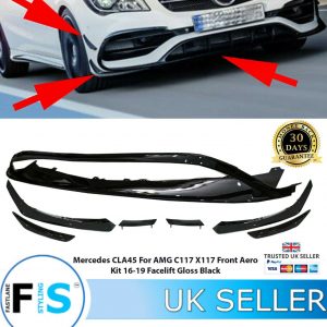 MERCEDES CLA C117 X117 - CLA45 STYLE AMG FRONT BUMPER AERO KIT GLOSS BLACK 2016-2019
