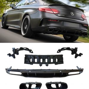 REAR DIFFUSER & TIPS ED1 STYLE GLOSS BLACK FOR MERCEDES C CLASS C205 A205 2019+