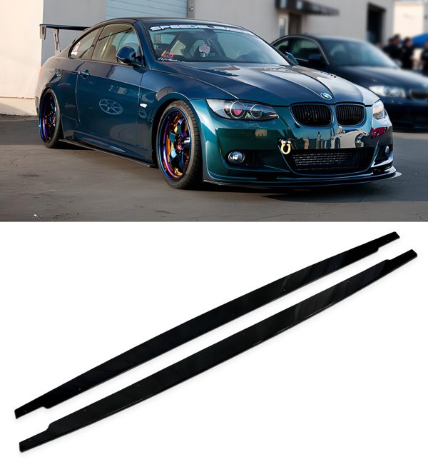SIDE SKIRT EXTENSION BLADES GLOSS BLACK FOR BMW 3 SERIES E90 E92 E93 2005-2013 - Image 3