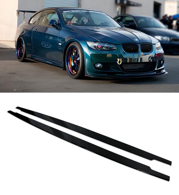 SIDE SKIRT EXTENSION BLADES GLOSS BLACK FOR BMW 3 SERIES E90 E92 E93 2005-2013