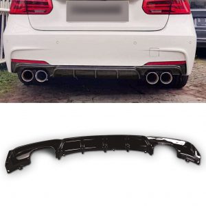 REAR VALANCE DIFFUSER QUAD LOOK GLOSS BLACK FOR BMW 3 SERIES F30 F31 2012-2018