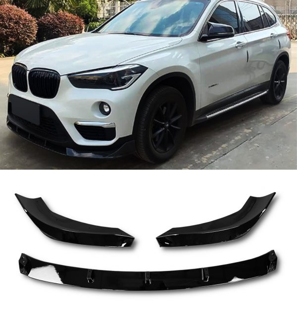 FRONT LIP SPLITTER M PERFORMANCE STYLE GLOSS BLACK FOR BMW X1 F48 2015-2022 - Image 2