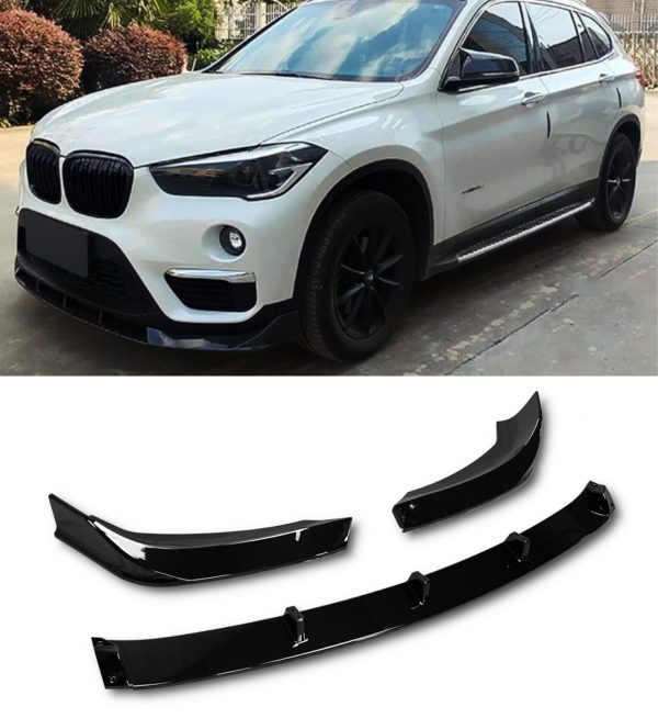 FRONT LIP SPLITTER M PERFORMANCE STYLE GLOSS BLACK FOR BMW X1 F48 2015-2022 - Image 3