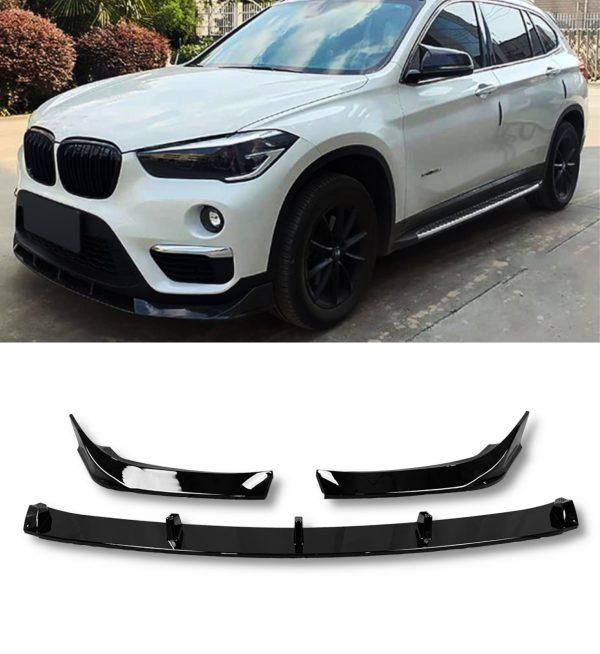 FRONT LIP SPLITTER M PERFORMANCE STYLE GLOSS BLACK FOR BMW X1 F48 2015-2022